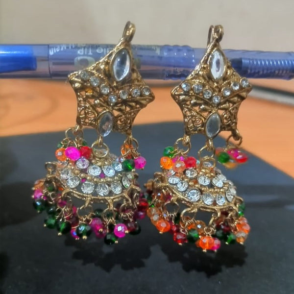 Indian Jewelry Flower Gold Color Bell Tassel Dangling Earrings