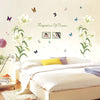 1 Set Lily Flower Wall Sticker Photo Frame Murals Temptation of Flowers White Pink Lily Butterfly SK9070A