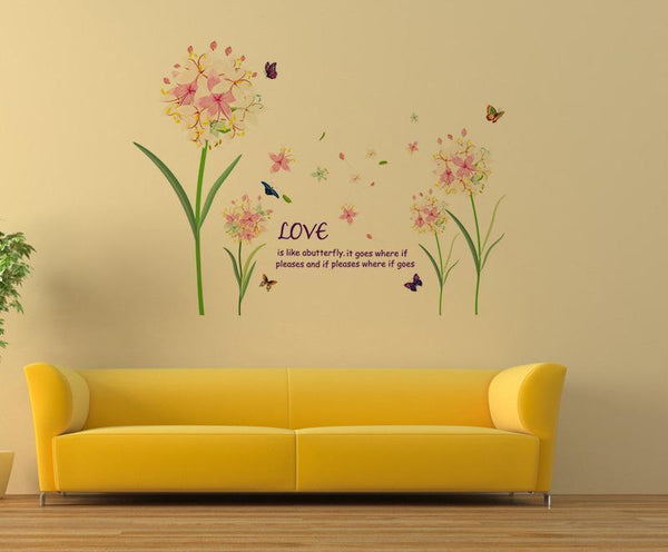 SK9016 Lily Bouquet Color Wall Stickers Vine Beautiful Flowers Quotes Vinyl Decals Living Room Home Decoration