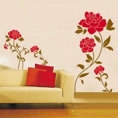 Wall Sticker Red Flowers Home Decoration Giant Wall Decals JM7066