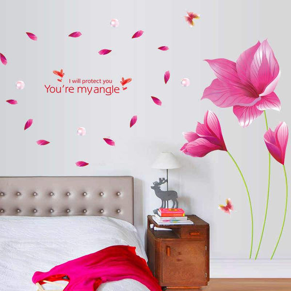 Wallpaper Sticker Pink Orchid AY9277 - Stiker Dinding / Wall Sticker